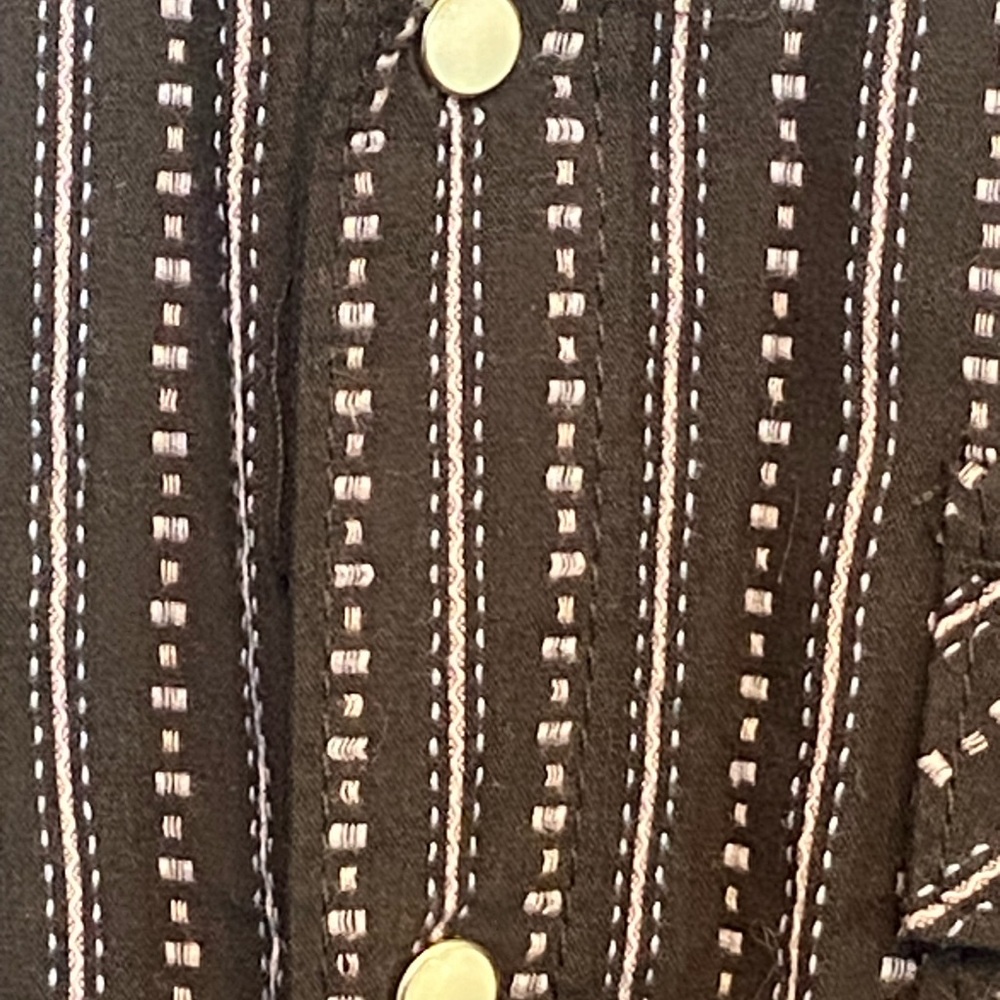 True Religion Western Shirt Mens Black Striped LS Pearl  Snap Up, XL - Picture 6 of 8